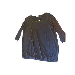 Susan Graver Black Top With Gold Accent Necklace Size XL